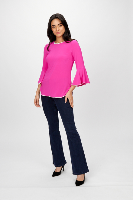  embellished  belle sleeves top style 198008. Bright Pink. 4