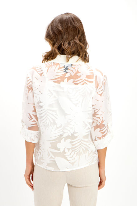 Feminine Leaf-Patterned Knot Shirt Style 241188. Off White. 2