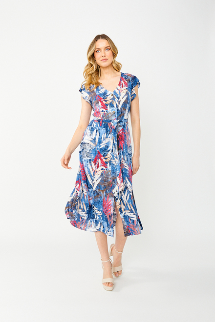 Flutter Sleeve Dress Style 241238. Blue/pink. 4