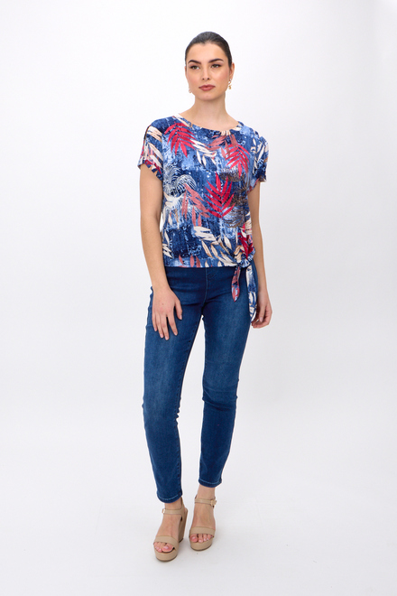 Tropical Pattern Tie Knot Top Style 6281241239. Blue/pink. 4