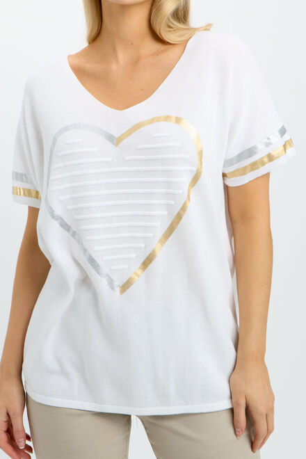 T-Shirt m&eacute;tallique en forme de c&oelig;ur mod&egrave;le 241337. Blanc. 3