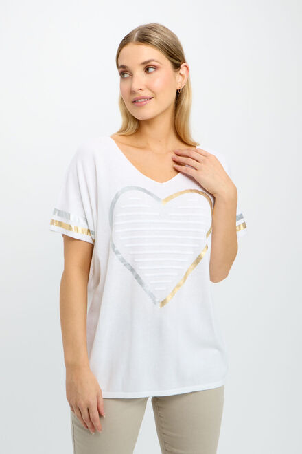 Metallic Heart-Shaped T-Shirt style 241337. White. 2