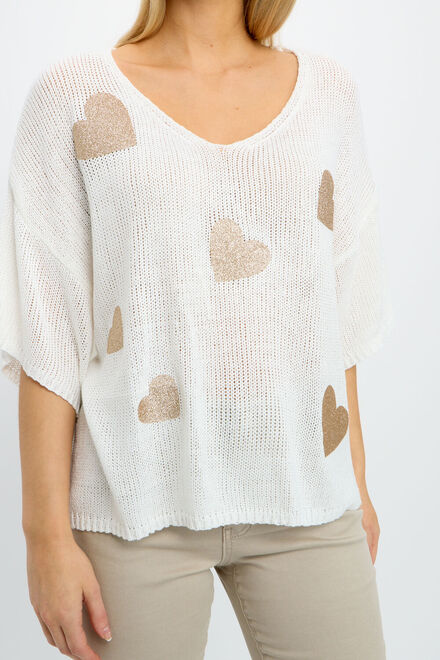 Frank Lyman Heart Sweater Style 241351. Off White. 3