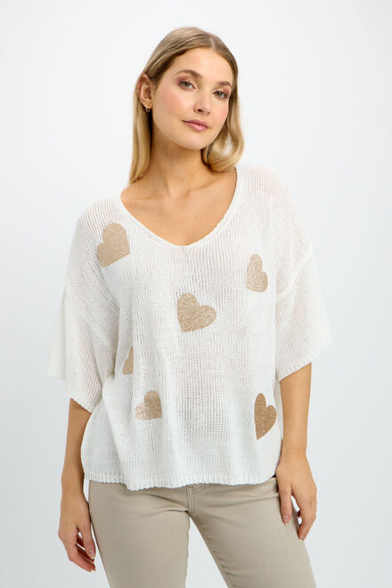 Frank Lyman Heart Sweater Style 241351. Off White. 2
