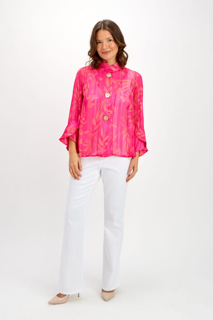 Ruffled Leaf Flare Shirt Style 241470. Pink/orange. 4