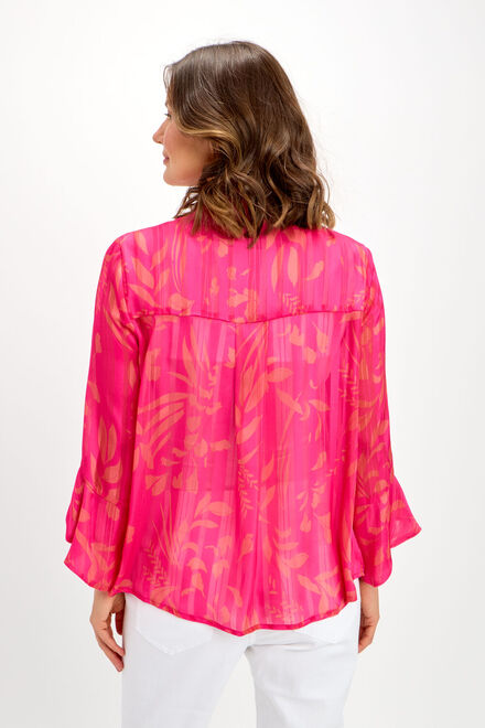 Ruffled Leaf Flare Shirt Style 241470. Pink/orange. 2