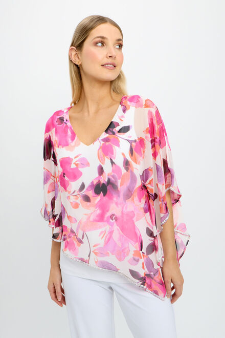 Frank Lyman floral top Style 242171. Offwhite/pink