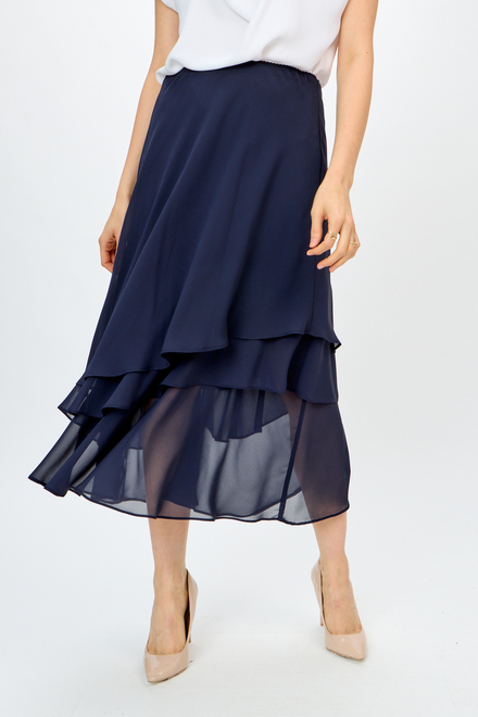 Tiered Midi Skirt Style 241232. Midnight Blue