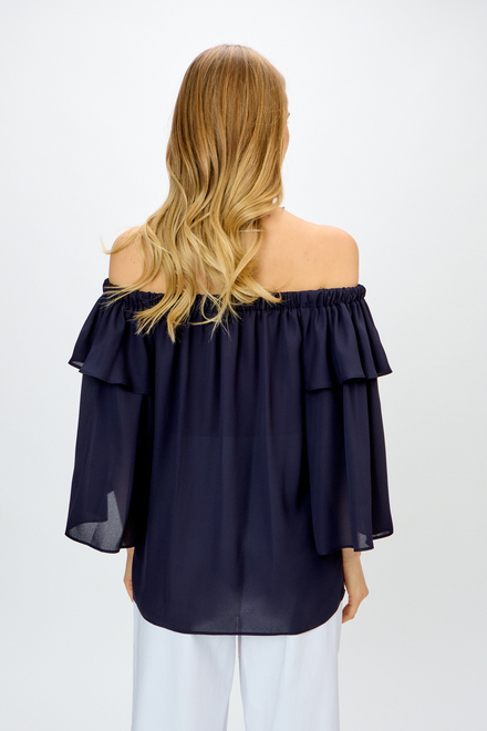 Flounce Sleeve Off-Shoulder Top Style 241305. Midnight Blue. 2