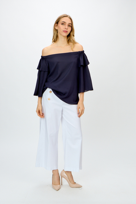Flounce Sleeve Off-Shoulder Top Style 241305. Midnight Blue. 4