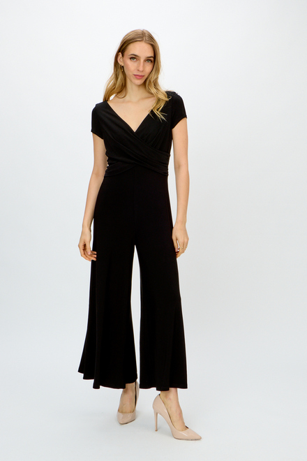 Wrap Front Cropped Jumpsuit Style 241274. Black. 4