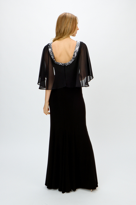 Rounded Neckline Sheer Sleeve Dress Style 241717. Black. 2