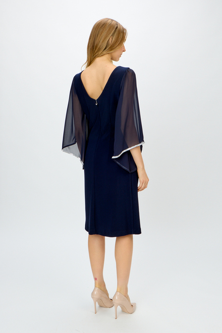 Dress, shiny 3/4 sleeves Model 241709. Midnight Blue. 3