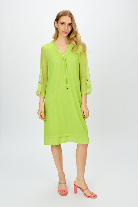 Mesh Zip Detail Dress Style 241115. Key Lime. 4