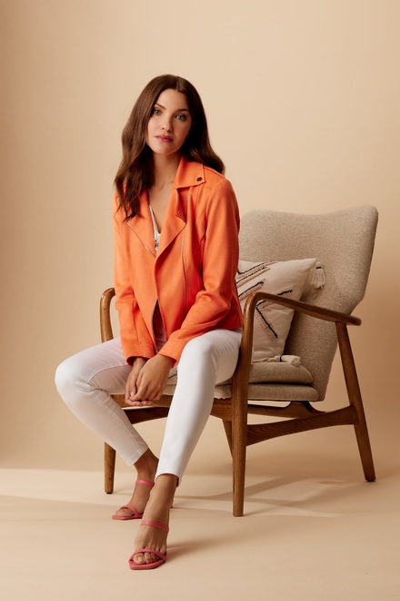 Knit Suede Jacket style 246214u. Orange. 3