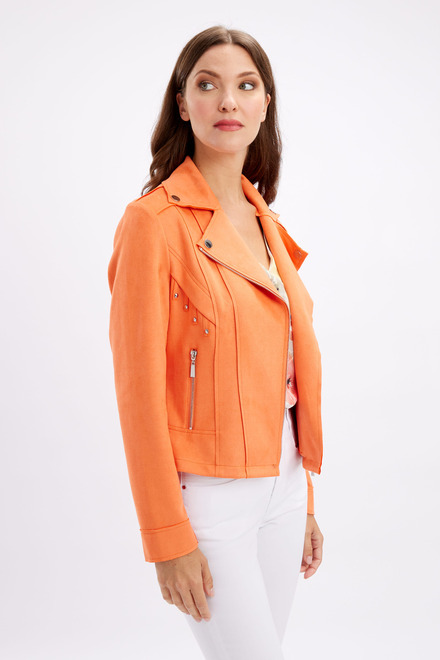 Knit Suede Jacket style 246214u. Orange. 6