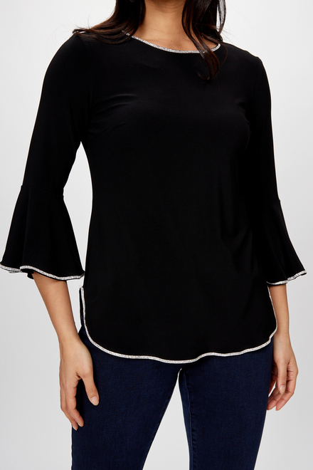  embellished  belle sleeves top style 198008. Black. 4