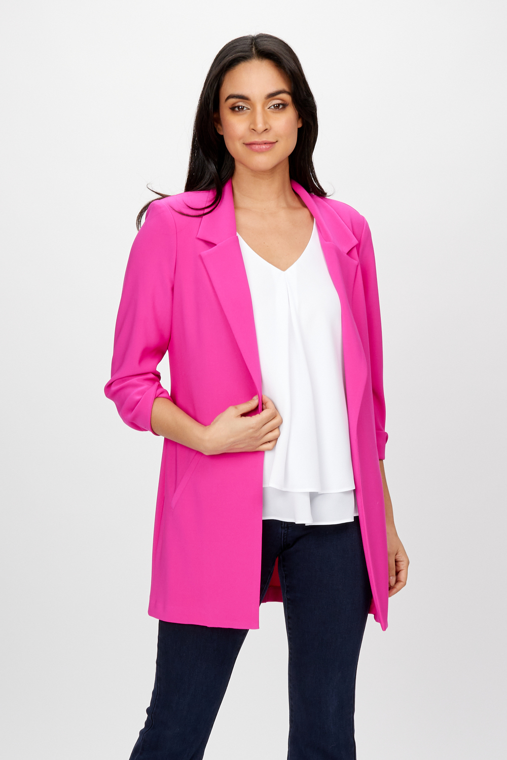 3/4 Sleeve Blazer Style 236005. Bright Pink