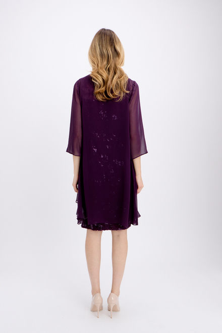 Illusion Neck Embroidered Dress Style 81171013. Eggplant. 2