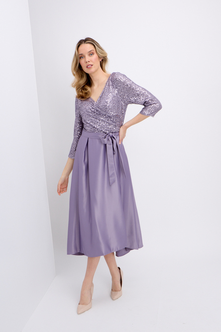 Midi Length Party Dress with Satin Skirt style 8196745. Heather