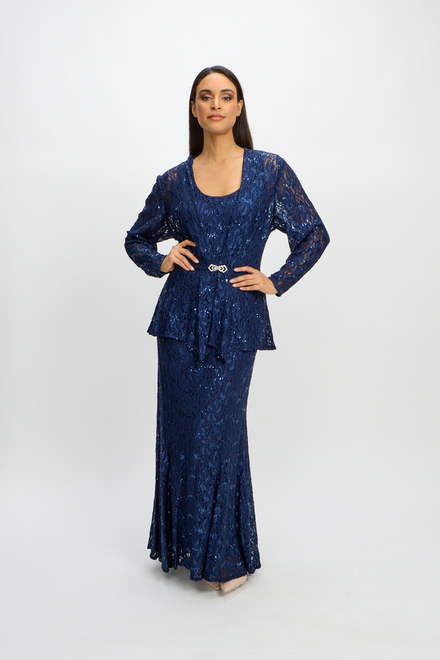 Lace Fit and Flare Jacket Dress Style 84122452. Navy