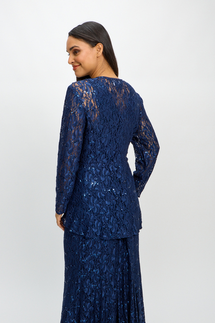 Lace Fit and Flare Jacket Dress Style 84122452. Navy. 3