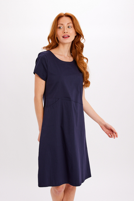 Minimalist Midi Summer Dress Style 24221-6609. Navy. 4