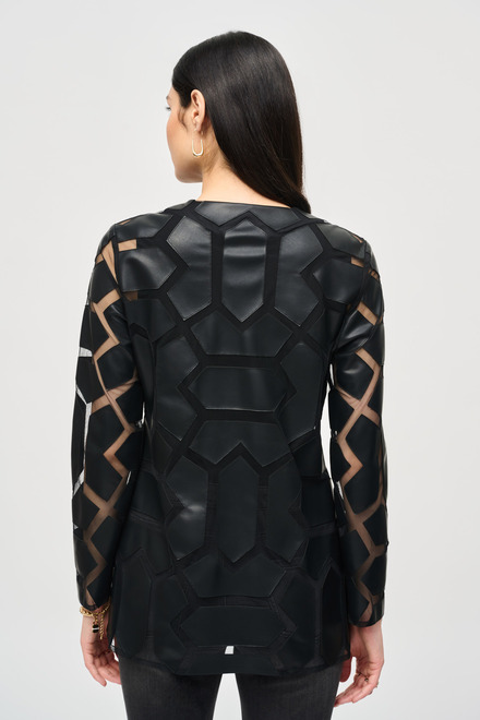 Geometric Pattern Dual Fabric Jacket Style 241905. Black/black. 2