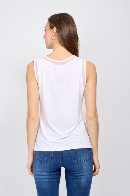 Sheer Collar Top Style 246031. Off White. 2