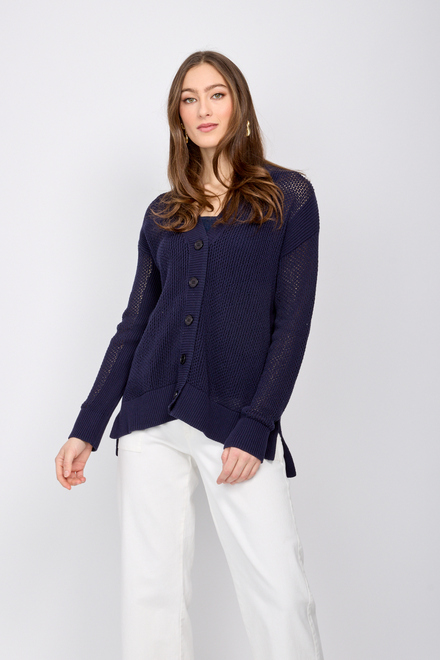 front-button closure cardigan style SP2453. Navy. 2