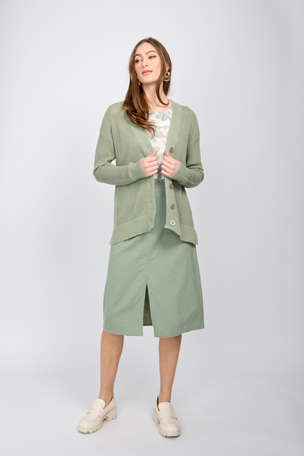 front-button closure cardigan style SP2453. Sage. 4
