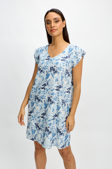 V-Neck dress style SP2416. Blue Flowers. 4