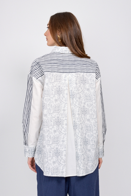 blouse mixte mod&egrave;le SP24103. White/navy. 3