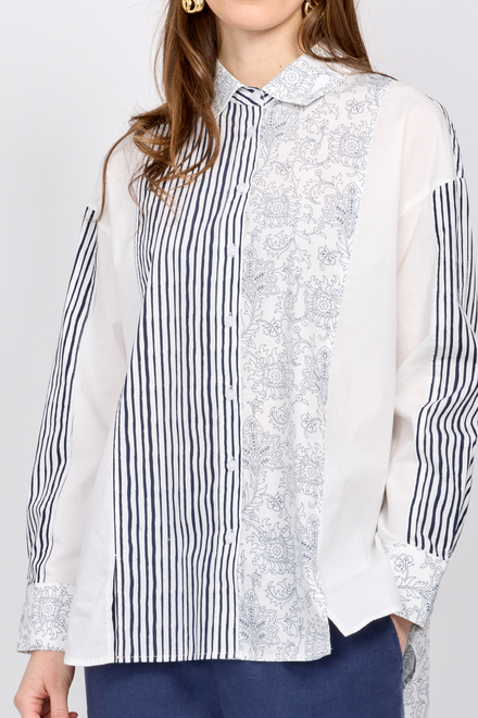blouse mixte mod&egrave;le SP24103. White/navy. 4