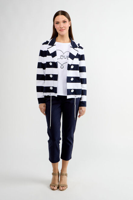 Striped Double-Breasted Jacket Style 80001-6100. Navy. 4