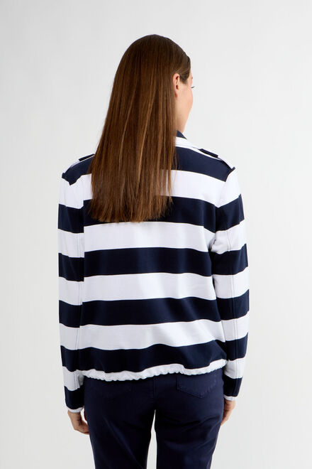 Striped Double-Breasted Jacket Style 80001-6100. Navy. 2