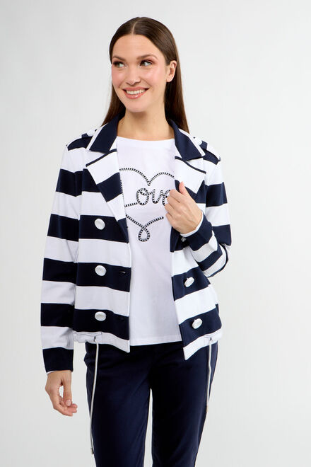 Striped Double-Breasted Jacket Style 80001-6100. Navy
