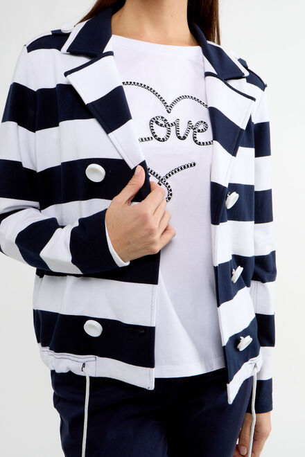Striped Double-Breasted Jacket Style 80001-6100. Navy. 3