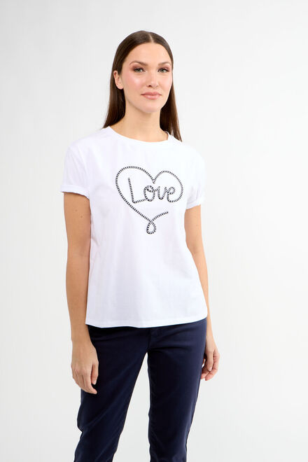T-shirt d&#039;&eacute;t&eacute; aux formes brod&eacute;es mod&egrave;le 80002-6100. Blanc