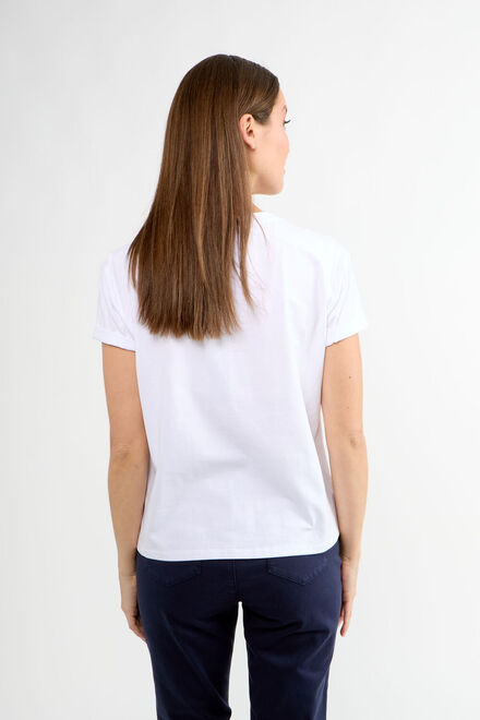 T-shirt d&#039;&eacute;t&eacute; aux formes brod&eacute;es mod&egrave;le 80002-6100. Blanc. 2