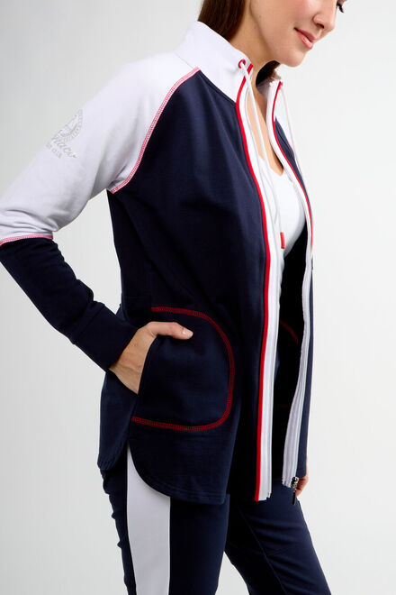 Sporty Full-Zip Sweatshirt Style 80004-6100. Navy/white. 3