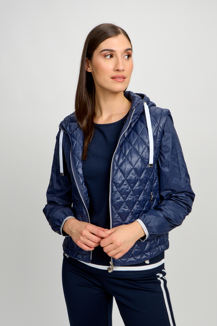 Hooded Quilted Windbreaker Style 80008-6100. Navy
