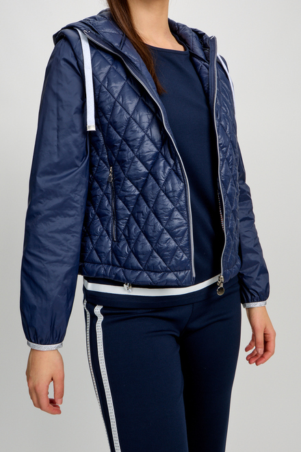 Hooded Quilted Windbreaker Style 80008-6100. Navy. 3