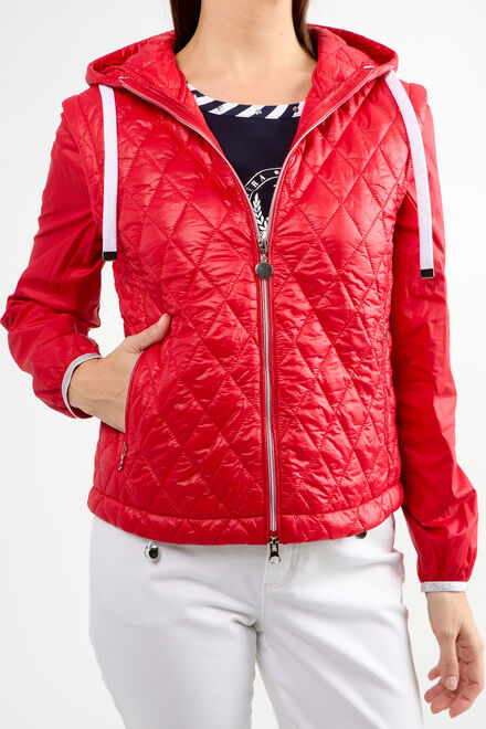 Hooded Quilted Windbreaker Style 80008a-6100. Red. 4