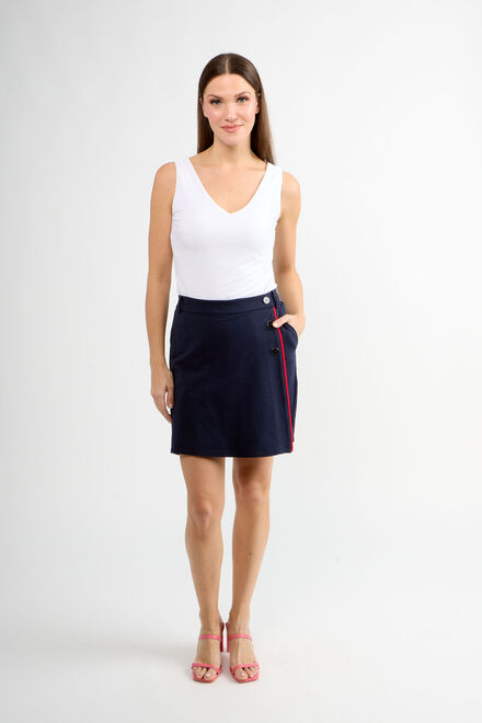 Buttoned Wrap Mini Skirt Style 80010-6100. Navy. 6