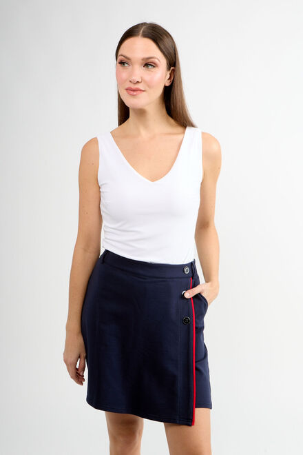 Buttoned Wrap Mini Skirt Style 80010-6100. Navy