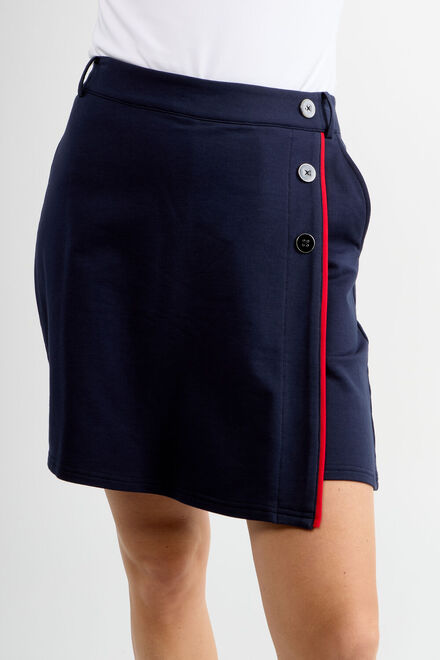 Buttoned Wrap Mini Skirt Style 80010-6100. Navy. 3