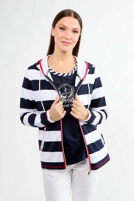 Sporty Striped Zip-up Hoodie Style 80017-6100. As sample