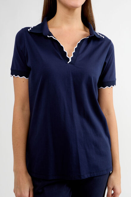 Summer Casual Polo Shirt Style 80018-6100. Navy. 3