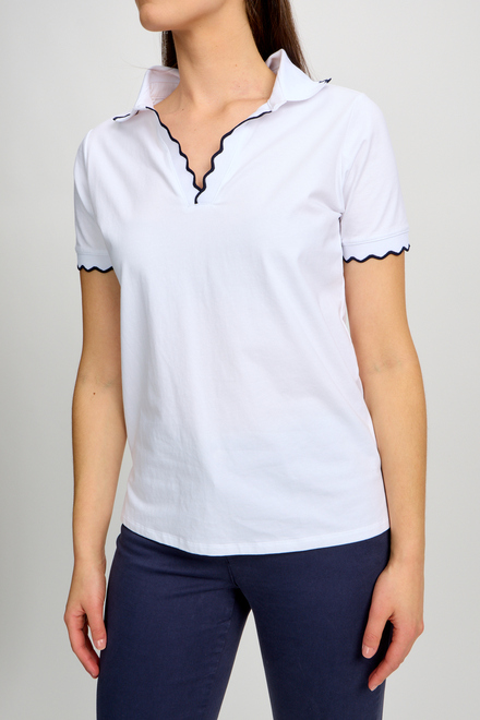 Summer Casual Polo Shirt Style 80018a-6100. White. 3